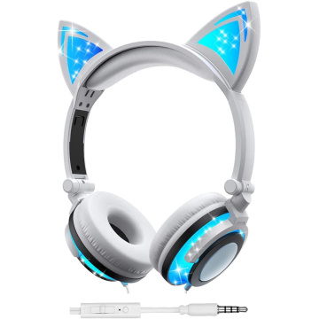 Foldable Headphone for Children with LED Cat Ear