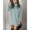 Frauen Rollkragenpullover Kleid