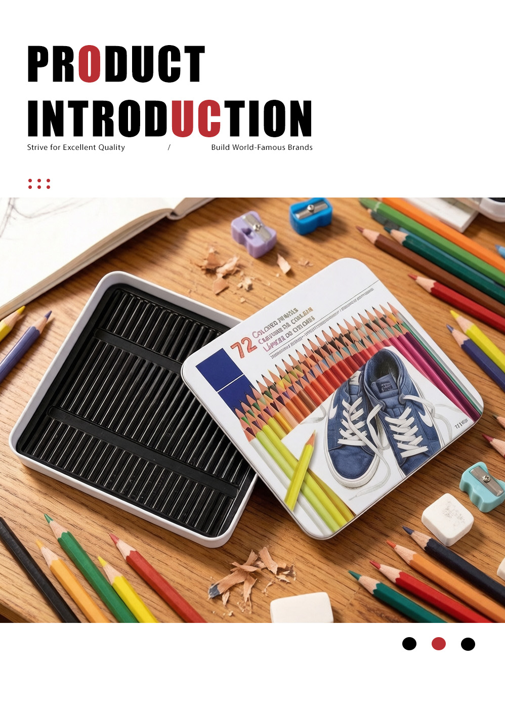 Жестяная коробка для цветных карандашей, 72 шт. (4) 72 pieces colored pencil tin box (4)