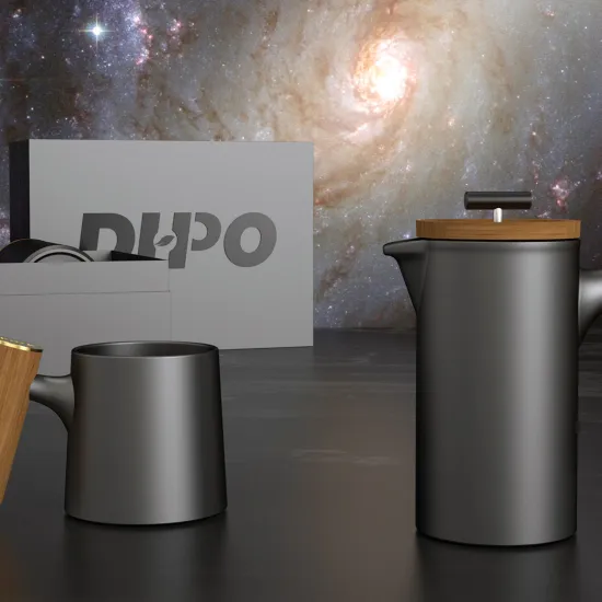 DHPO Insulated French Press Coffee Maker with Wooden Handle and Reusable Ceramic Cup