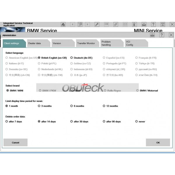 BMW ICOM HDD for Panasonic 10/2013 language