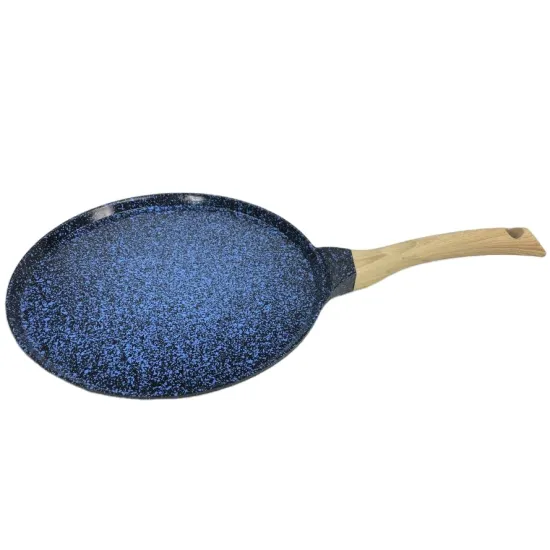 28cm Die Cast Aluminum Non-Stick Round Griddle Pan with Wooden Handle