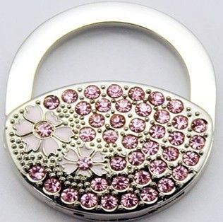 Zinc Alloy Portable Bag Hook With Small Crystal And Acryl Diamond