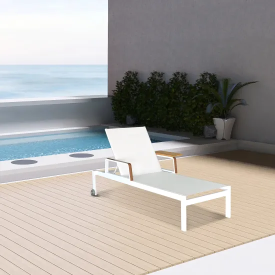 Foshan Darwin Sun Lounger with Armrest - Pool Sling and Aluminum Frame Outdoor Chaise Lounge Chairs