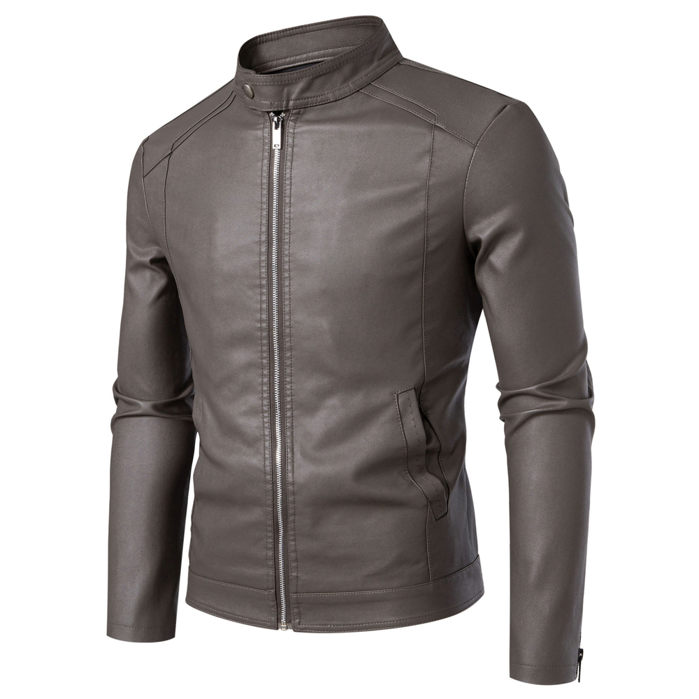 Mens Biker Artificial Fur Leather Jacket