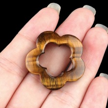 Tiger Eye 30mm Hollow Plum Blossom Pendant & Ornament for Home Decoration Handmade Craved Stone Solar