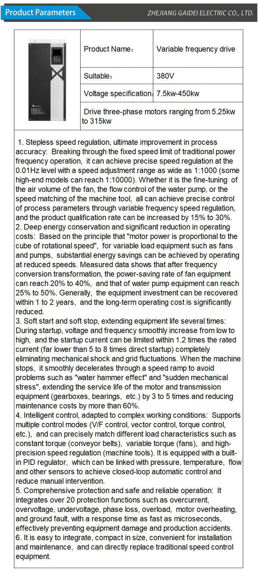 drive with variable speed