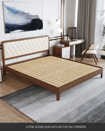 Sleeping Room Furniture Simple Structure Soft Wooden Bed