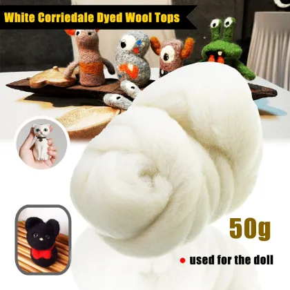 DIY Felting Wool Fiber Needle Felting Natural Collection For Animal Projects Felting Wool For Needlework 50g White