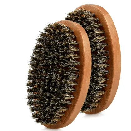 Oval boar bristle beard brush