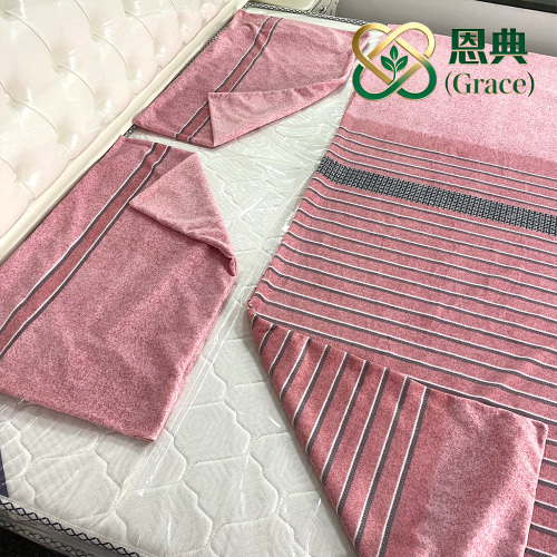 Conjunto de cama listrado rosa
