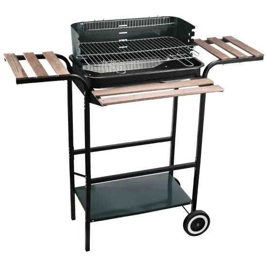 European Standard Barbecue Wood Side Table Thick Steel Outdoor Model With Windshield Wood Side Table