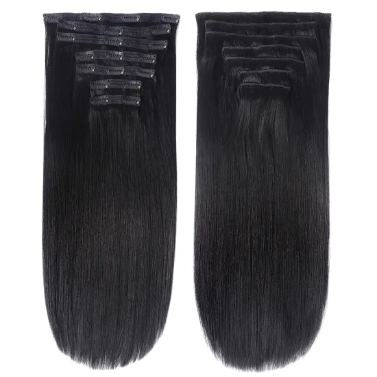 Good Quality Silk Straight Synthetic Hair Clips In Hair Extensions