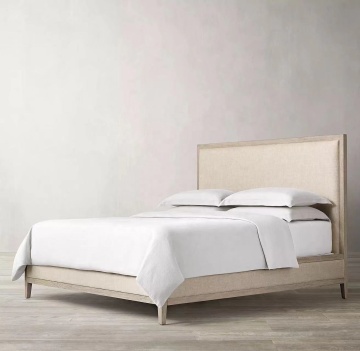 Modern Solid Oak Double Bed with Footboard - French Contemporary Design