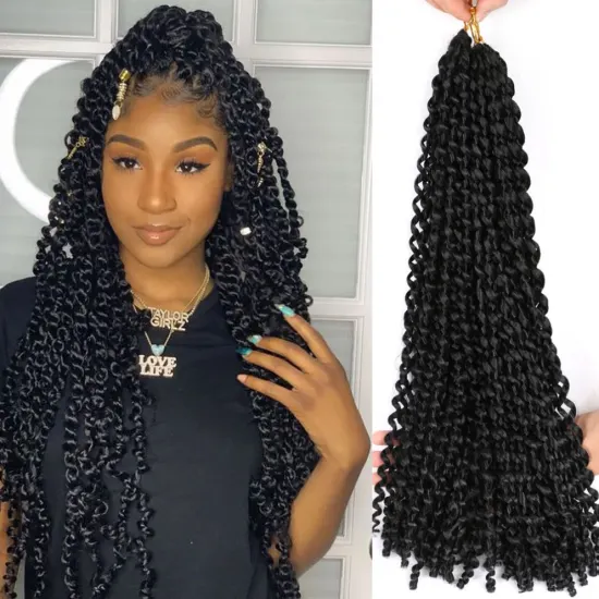 16inches Pre-looped Fluffy Crochet Braid Hair Ombre Synthetic Braiding Hair 22strands Pre Twisted Passion Twist Crochet Hair