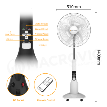 18 Inch Stand Rechargeable Solar Cooling Fan with Remote Control