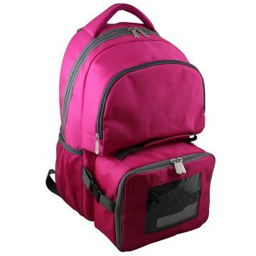 Laptop backpack, 15.6-inch, lovely pink for pupil, detachable lunch bag, specially for kids