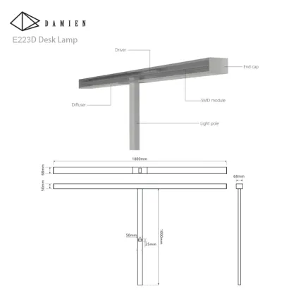 Minimalist Style Twin Lights Desk Lamp for Office Lighting E233D