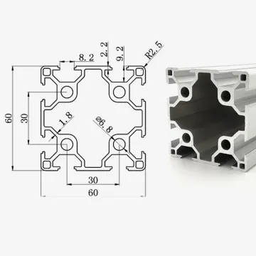 6060 Extruded Aluminum 6000 Series with Four Open T-Slots