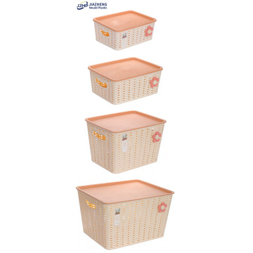 Versatile Storage Basket Plastic Weave Basket with Handle