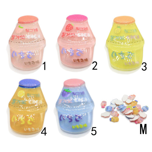 Flatback Resin Drink Bottle Cabochon Beads Diy Ornament Crafts Glitter Box Charms For Phone Cover Embellishment Jewelry Store