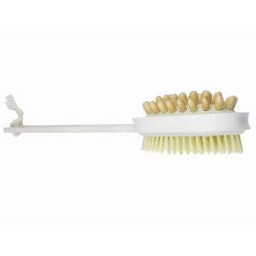 Hot Selling 2-in-1 Soap and Scrub Body Bath Brush with Long Handle and Wooden Scrubber for Exfoliating and Back Cleaning