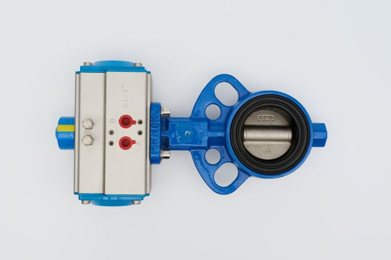 Pneumatic wafer butterfly valve