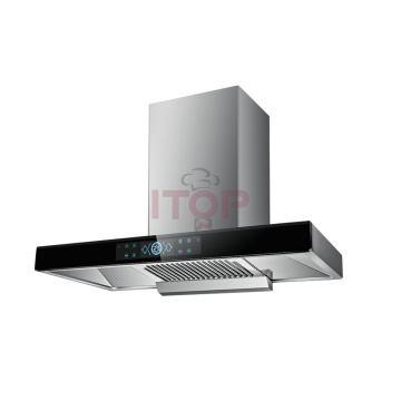 Black Wall-Mounted Kitchen Smoke Absorbing Chimney Hood with 18-20 M³/min Suction