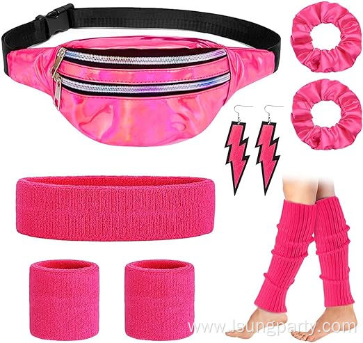80s Outfits Party Costume Accessories Neon Sport Set