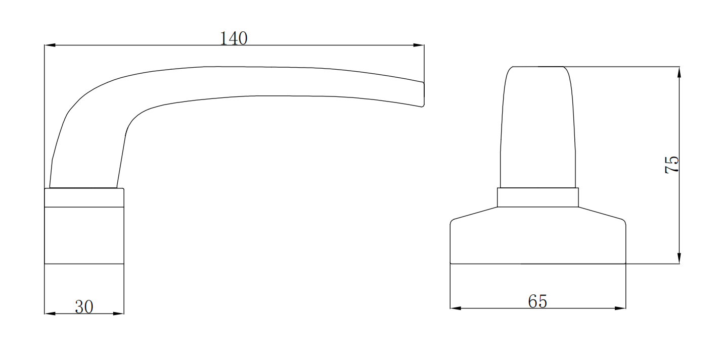 DC124 door lever technical drawing