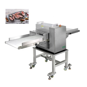 High Efficiency Fish and Meat Cutting Machine: Conveyor Belt Technology for Pork Skin, Tilapia, Tuna, Salmon, Steak, and Squid Rings