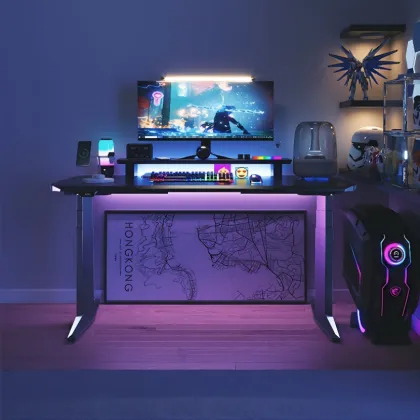 Black E-sports game standing desk