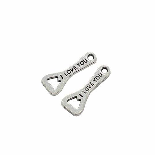 Metallic Flesopener brief I Love You Legering Charms voor DIY Craft Ornament Hangers Sieraden Maken: