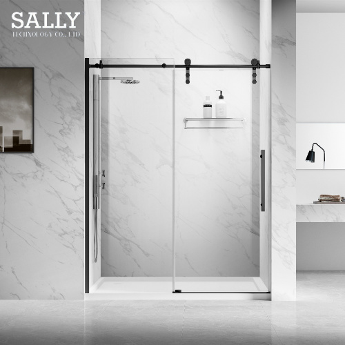 SALLY Matt Black Semi-Framed 8-10mm Sliding Shower Door