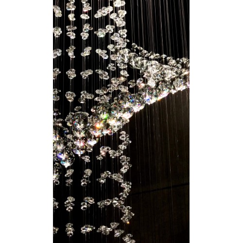 Stairwell Spiral Crystal Long Hanging Lamp Crystal Bead Chandelier Luxury Waterfall Pendant Lights