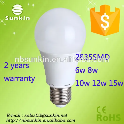 China cheap led bulb e27 A60 8w 10w 12w plastic+Al bulb from Ningbo factory