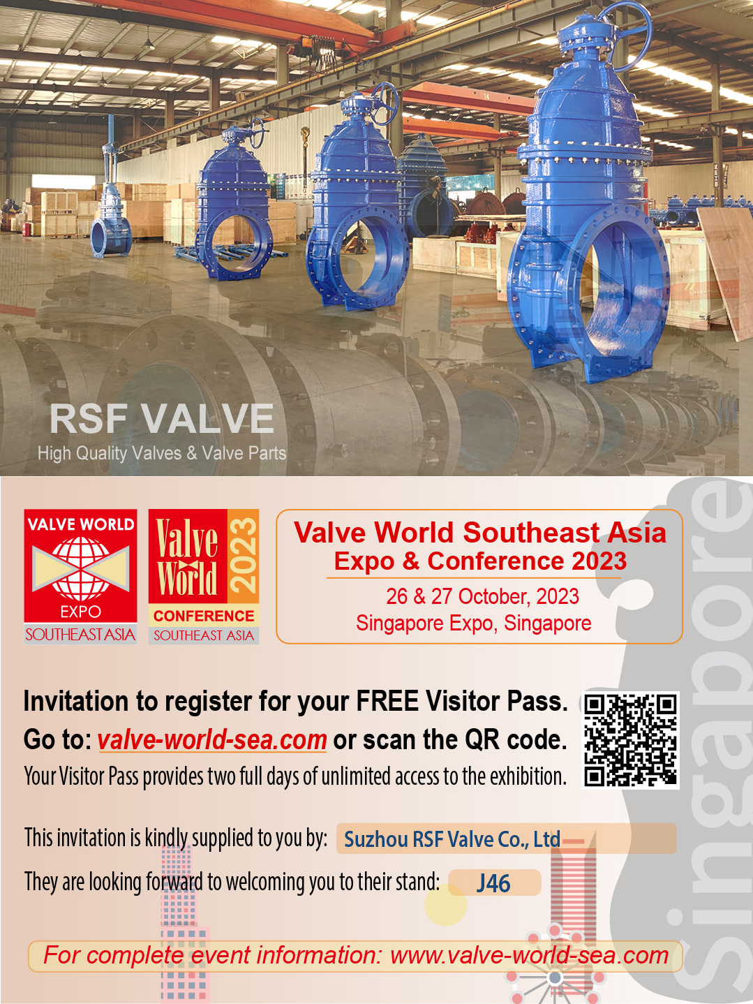RSF VALVE invitation of Valve World Southest Asia 2023 RSF VALVE invitation of Valve World Southest Asia 2023