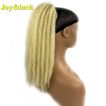 Ladies Synthetic Ponytail Wig Wholesale Price Afro Wrap Around Crochet Drawstring Ponytail 613Short Natural Soft Hair Extensions