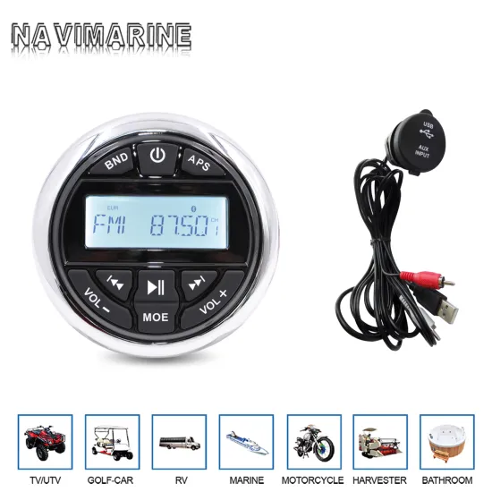Waterproof Marine Bluetooth Stereo Radio Audio FM AM MP3 Player+USB 3.5mm Extension Mount Dash Cable For Yacht Boat Motorcycle