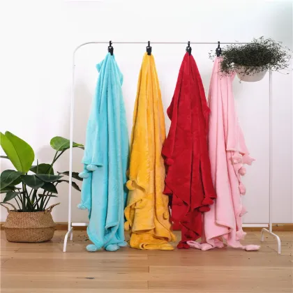 Pure Color Breathable Coral Velvet Children Bed Blanket