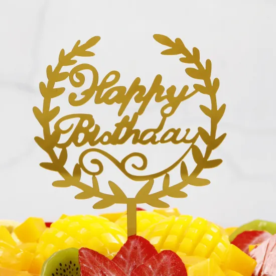 Glittery Rose Gold Happy Birthday Acrylic Cake Topper for Party Decoration