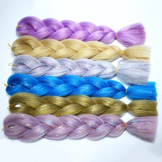 New Arrival Synthetic Wholesale Braiding Hair With Glitter Hair Tinsel Extension Braids for African Hair