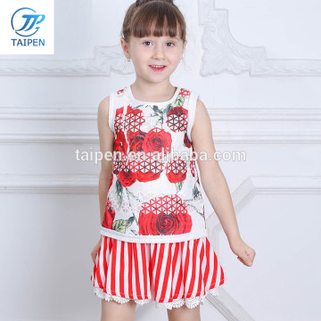 Wholesale Kids Cotton Tank Tops Boutique Baby Girls White Sleeveless T Shirt Summer T-shirt for Flower Print T16356