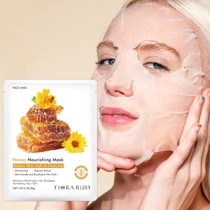 Nature Fruit Plant Aloe Avocado Rose Hydrogel Whitening Moisturizing Facial Mask with Vitamin C