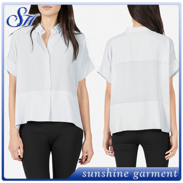 2016 high quality chiffom short sleeve shirt for women