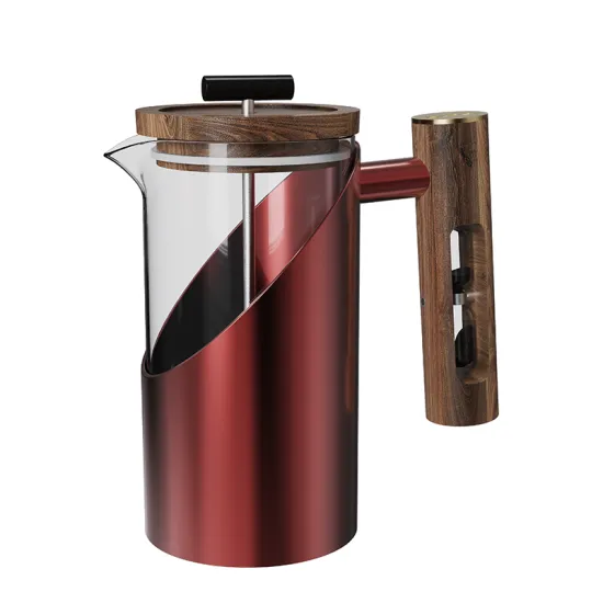 DHPO French Press Coffee Maker, 800ml Glass Carafe with Stainless Steel and Hourglass Timer