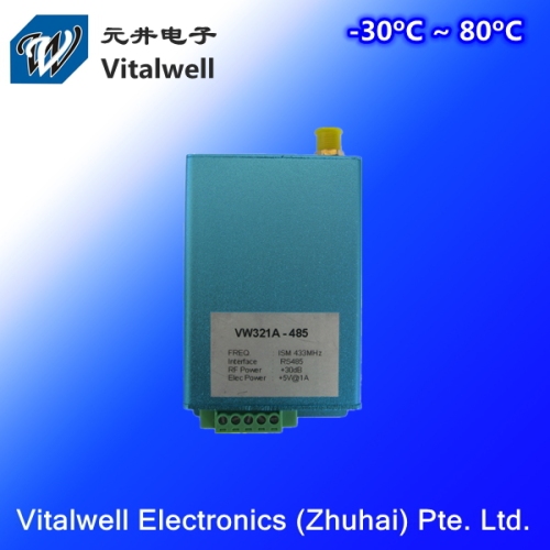 VW321 small size and ultra low power 2km RS485 1W 433MHz data processing module
