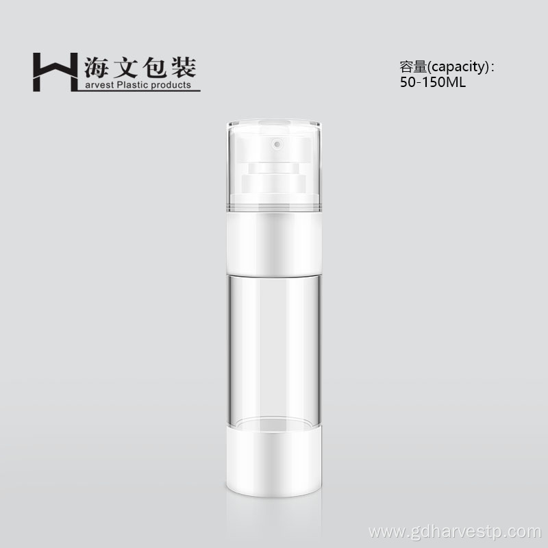 Plastic White Silver Vaccum Transparent Airless Pump Bottle