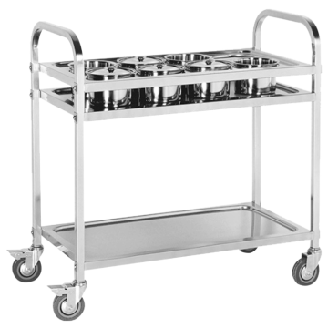 Stainless steel hand-push dining trolley for hotels