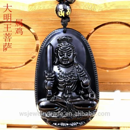 Crystal Necklace guardian angel Imitation of obsidian